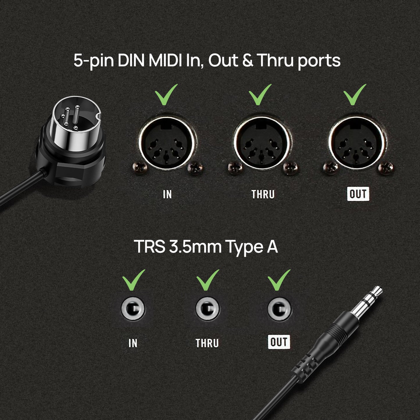 CME - TRS (Straight, 3.5mm, TRS to 5-pin DIN MIDI Cable – 2FT / 60cm