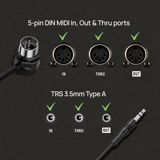 CME - TRS (Straight, 3.5mm, TRS to 5-pin DIN MIDI Cable – 2FT / 60cm
