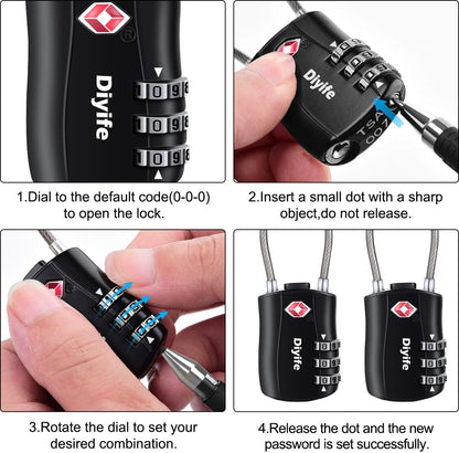 TSA Luggage Locks, 3-Digit Combination Padlock, Suitcases, Peli Cases and bags Bags
