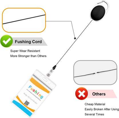 The Tour Store heavy duty retractable badge holder with super wear resistant fushing cord and clear ID holder